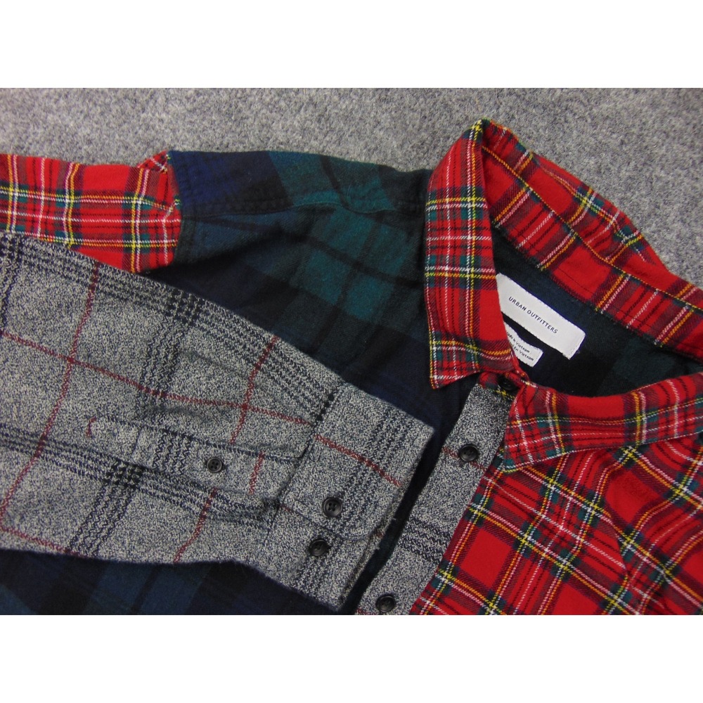 Urban Outfitters Shirt Men XL Mixed Plaid Patchwork Urban Hipster Alt Skater 90s